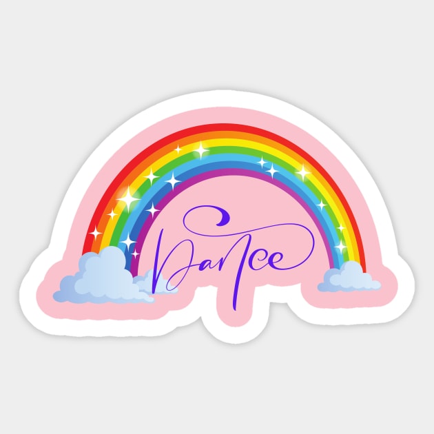 Dance Rainbow with sparkles Pink Dancer Gift Sticker by The Boho Cabana